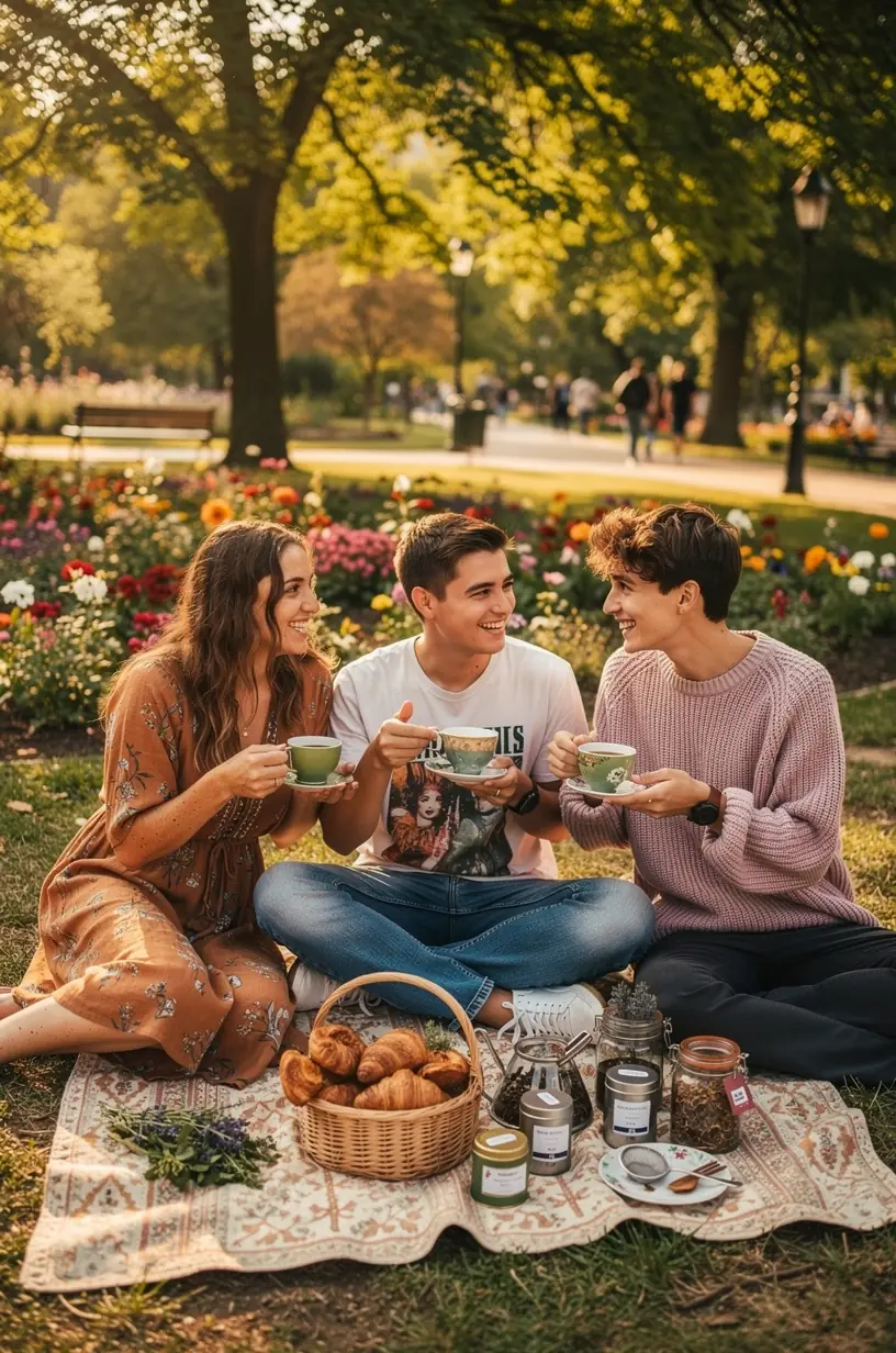 Kényelmes otthoni sarok, ahol egy személy élvezi a gyógynövény tea szünetet a nap folyamán, a stressz csökkentésére.